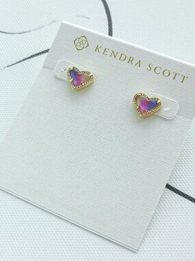✨Kendra Scott✨ Ari Heart Gold Stud Earrings Watercolor
